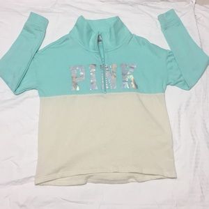 Pink Half Zipper Sweat Top